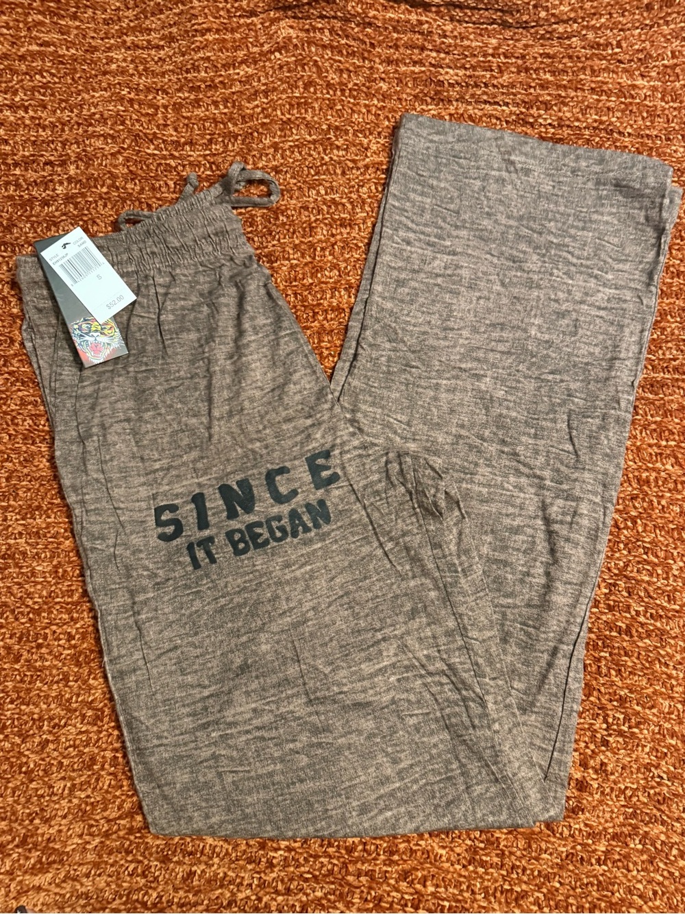 Ed Hardy Brown Men's Sweatpants with 'Since It Began' Print